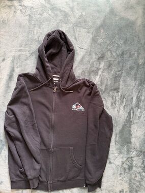 Quiksilver Black Zip-Up Hoodie with Small Chest Logo